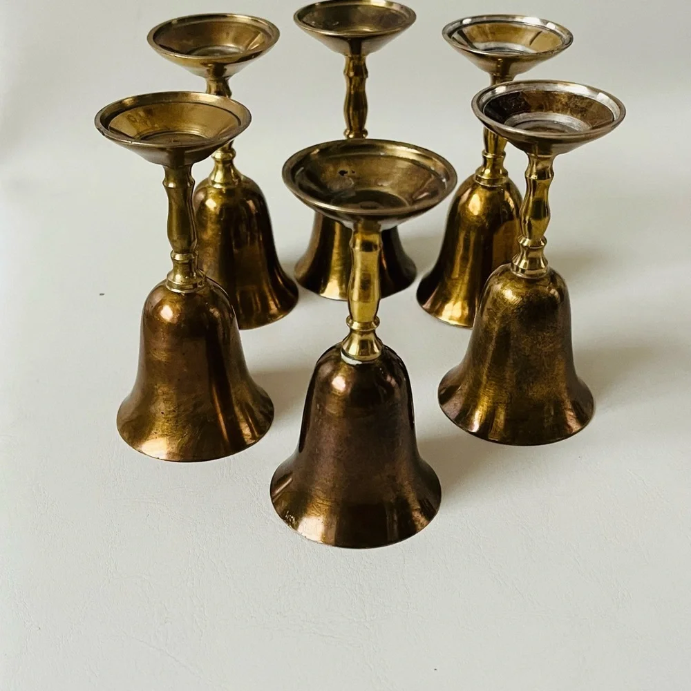 Elegant Brass and Silver Goblet Set with Tray